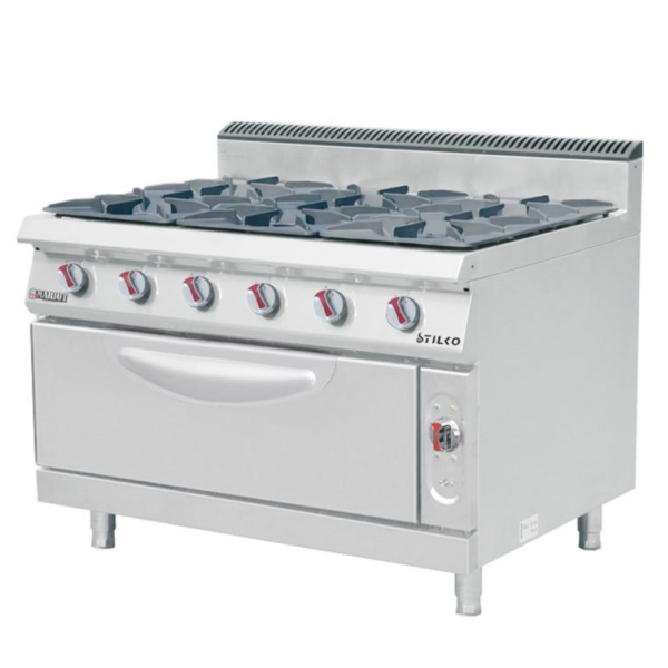 GAS COOKER (6 GAS RANGE ON LARGE GAS OVEN) E-RQB-900-6S