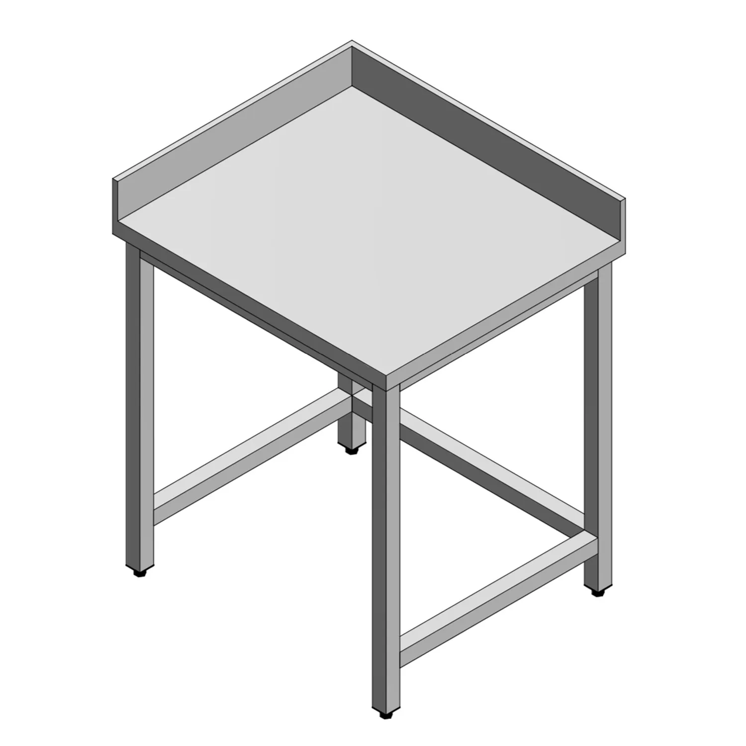 table3-new Stainless Steel Table with Rear, Left Side Splash and Open Base